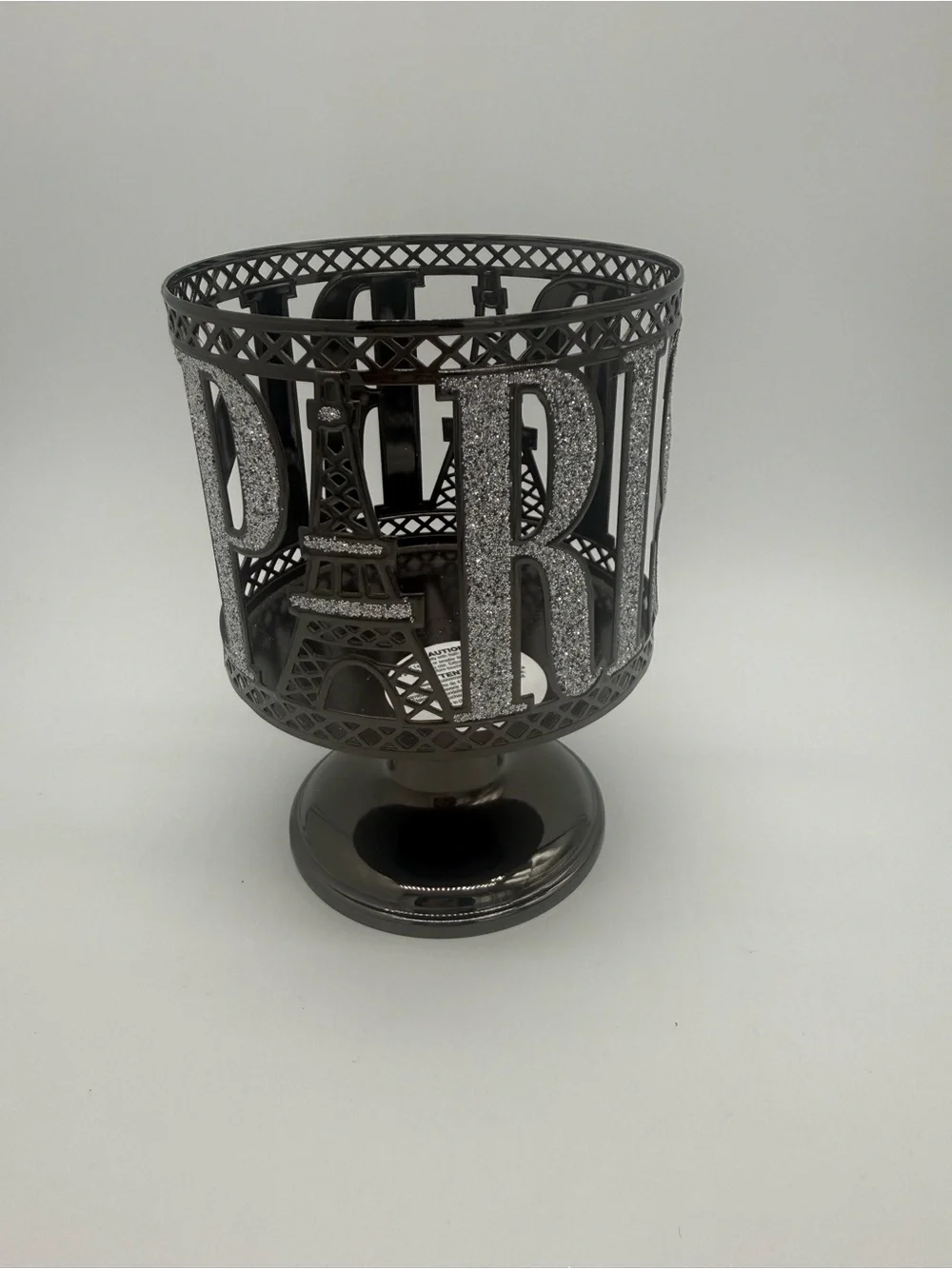 Bath And Body Works Glitter Paris Pedestal 3-Wick Candle Holder Sleeve Metal New - Picture 3 of 7